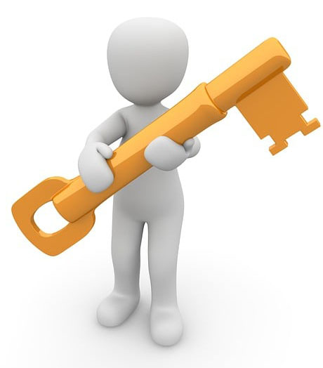 Piccola figura bianca 3D con chiave