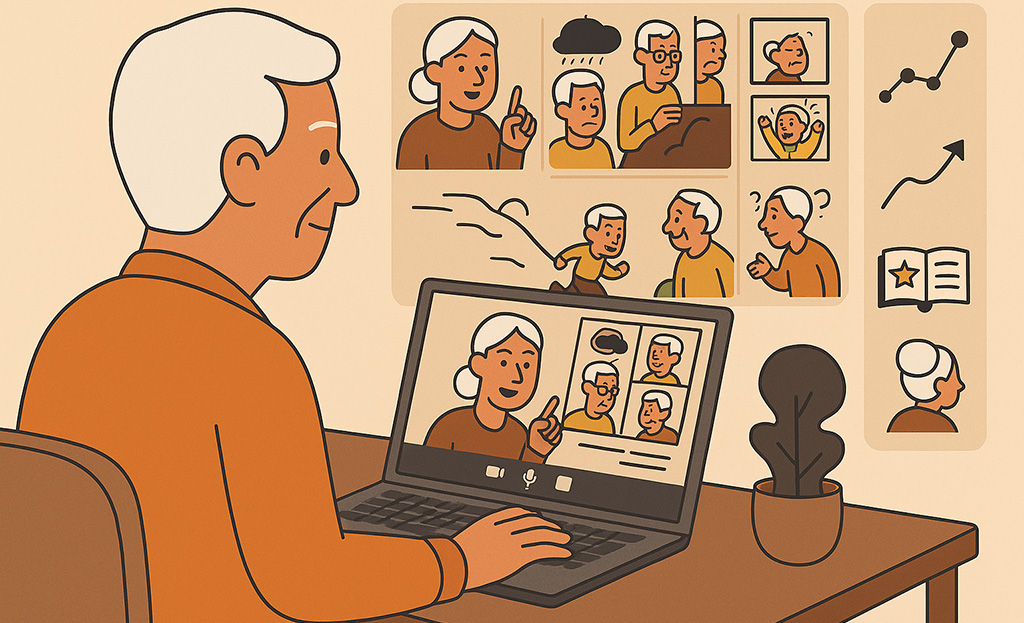 Person at the computer creating a story