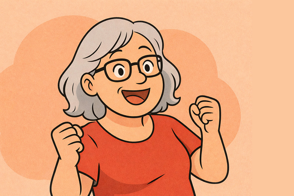 Fröhliche ätere Frau