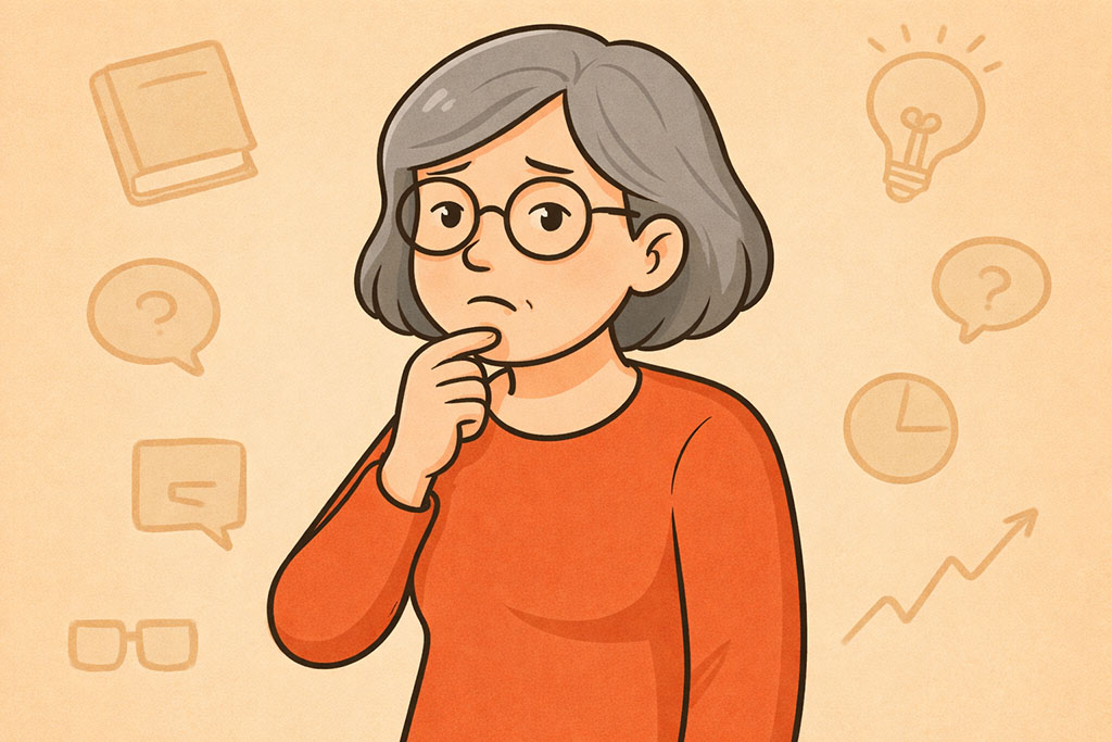 Ältere Frau, die sich Gedanken macht